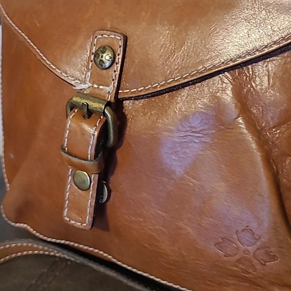 Patricia Nash Avelino Smooth Italian Leather Cognac Crossbody Handbag Purse - Picture 4 of 16